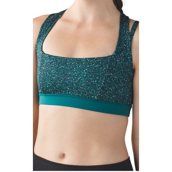 Lululemon Splendour Sports Bra Flashback Static Seamist Forage Teal Forage Sz 6 - Picture 4 of 10